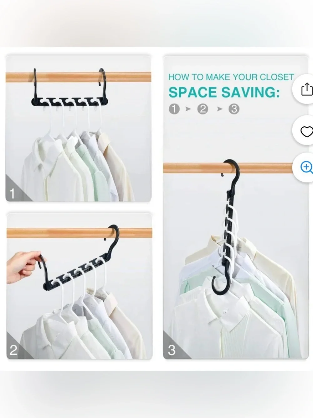 10-Pack Space Saving Hangers, Reinforced Hooks Swivels 360°